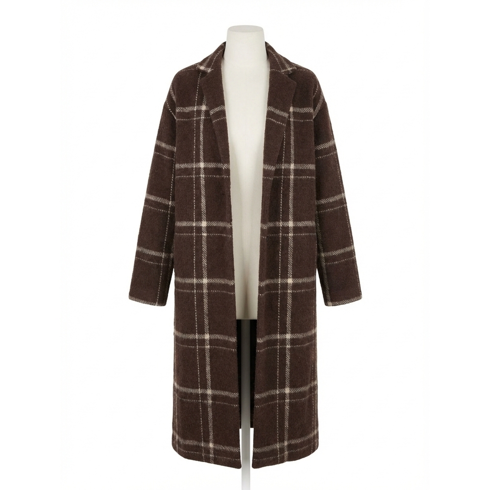 NEW Z SUPPLY long plaid knit coat in brown